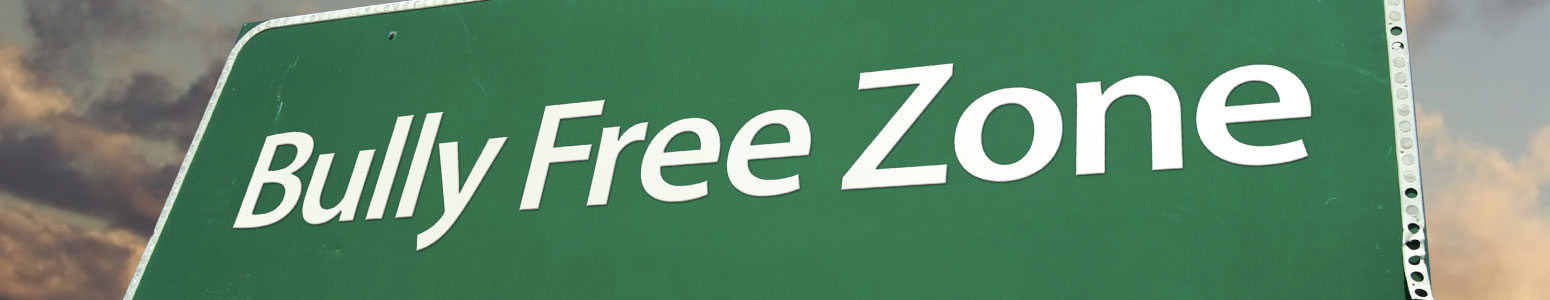 A highway sign stating, 'Bully Free Zone'