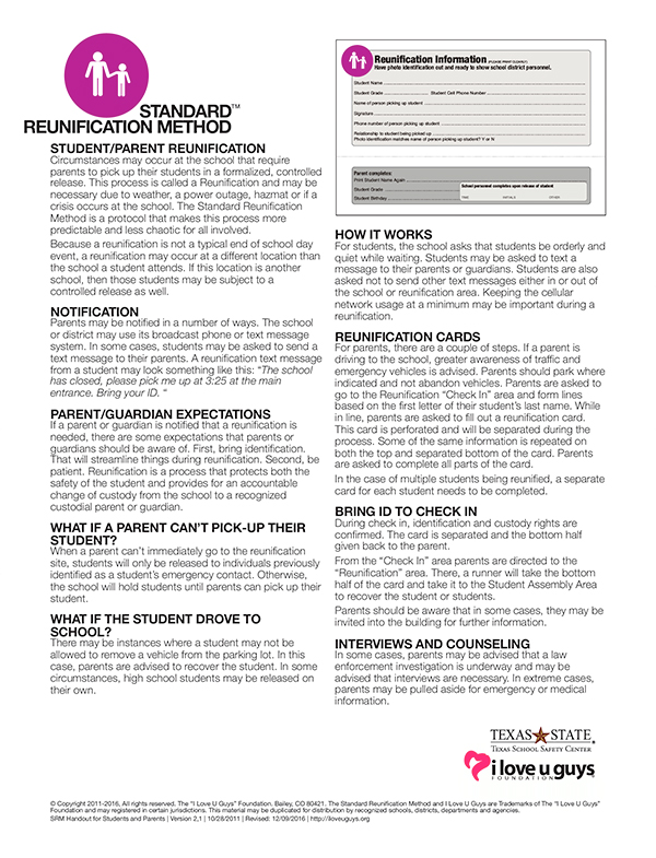 reunification card handout