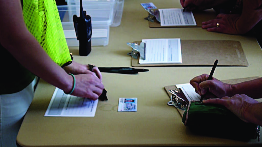 parent filling out reunification card