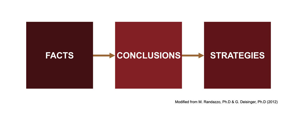 facts arrow to conclusions arrow to strategies